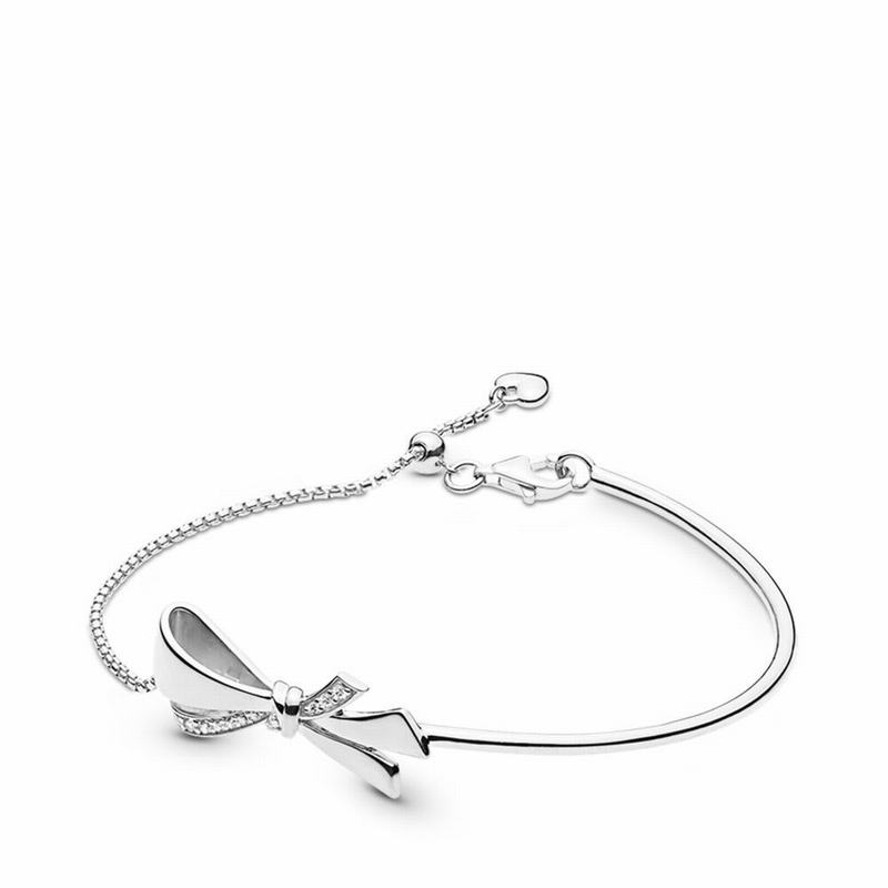 Pandora Sparkling Bow Slider Bracelet Ireland - Sterling Silver/Silicone/Cubic Zirconia - 917628VYA